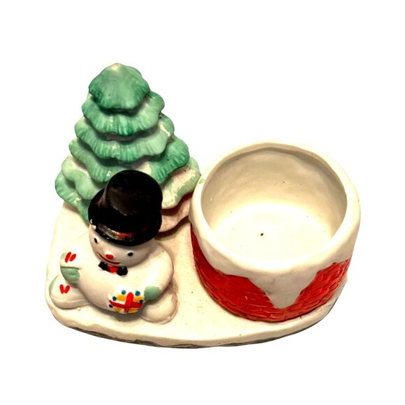 Ceramic Christmas Snowman & Tree Planter - Festive Holiday Decor - Picture 10 of 16